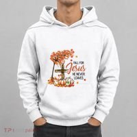 Fall For Jesus He Never Leaves Pumpkin Autumn Thanksgiving Hoodie thumb 0