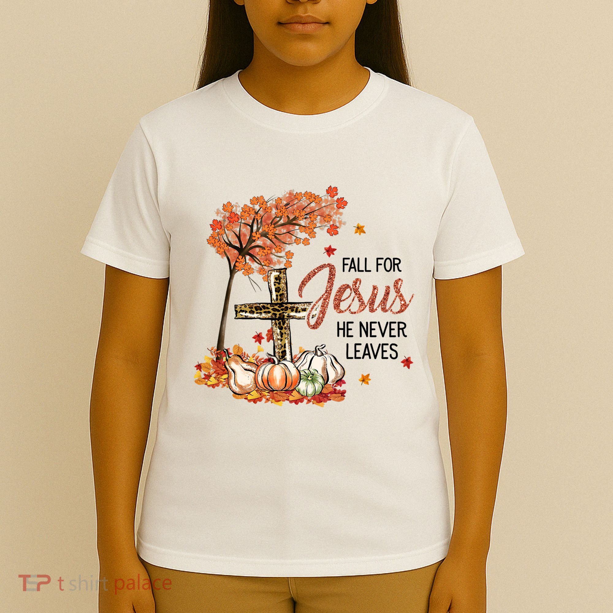 Fall For Jesus He Never Leaves Pumpkin Autumn Thanksgiving T-Shirt