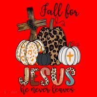Fall for Jesus He Never Leaves Christian Faith Jesus Autumn Santa Hat thumb 1
