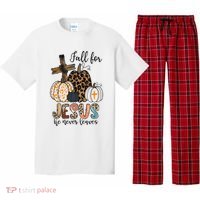 Fall for Jesus He Never Leaves Christian Faith Jesus Autumn Pajama Set thumb 0