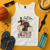 Fall for Jesus He Never Leaves Christian Faith Jesus Autumn Tank Top thumb 4
