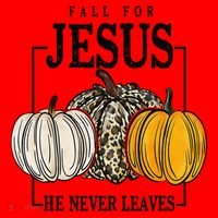 Fall for Jesus He Never Leaves Christian Faith Jesus Autumn Santa Hat thumb 1