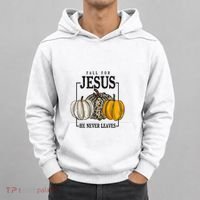 Fall for Jesus He Never Leaves Christian Faith Jesus Autumn Hoodie thumb 0