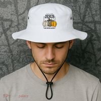 Fall for Jesus He Never Leaves Christian Faith Jesus Autumn Bucket Hat thumb 2