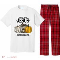 Fall for Jesus He Never Leaves Christian Faith Jesus Autumn Pajama Set thumb 0