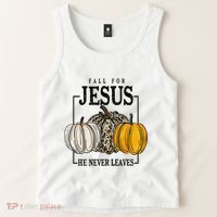 Fall for Jesus He Never Leaves Christian Faith Jesus Autumn Tank Top thumb 2