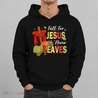 Fall For Jesus He Never Leaves Autumn Religious Christian Hoodie thumb 0