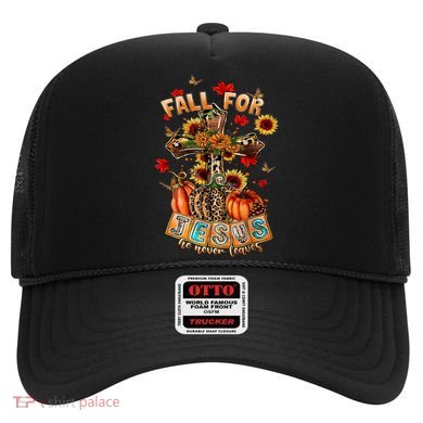 Fall For Jesus He Never Leaves Pumpkin Sunflower Christian Hat