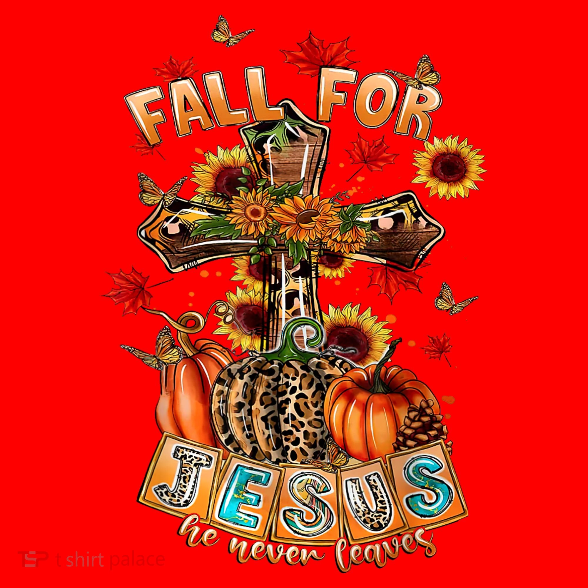Fall For Jesus He Never Leaves Pumpkin Sunflower Christian Santa Hat