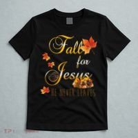 Fall For Jesus He Never Leaves Christian Autumn Season T-Shirt thumb 5