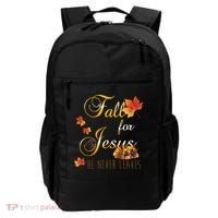 Fall For Jesus He Never Leaves Christian Autumn Season Backpack thumb 0