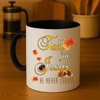 Fall For Jesus He Never Leaves Christian Autumn Season Coffee Mug thumb 4