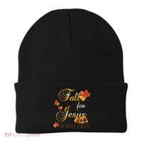Fall For Jesus He Never Leaves Christian Autumn Season Beanie thumb 0