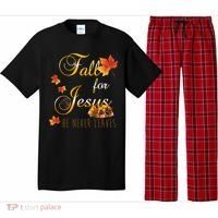 Fall For Jesus He Never Leaves Christian Autumn Season Pajama Set thumb 0