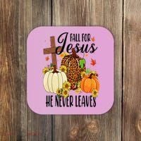 Fall For Jesus He Never Leaves Christian Autumn Thanksgiving  Coaster thumb 0