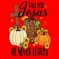 Fall For Jesus He Never Leaves Christian Autumn Thanksgiving  Santa Hat thumb 1