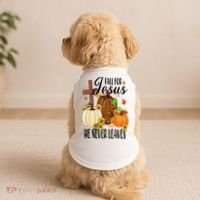 Fall For Jesus He Never Leaves Christian Autumn Thanksgiving  Doggie Tank thumb 2