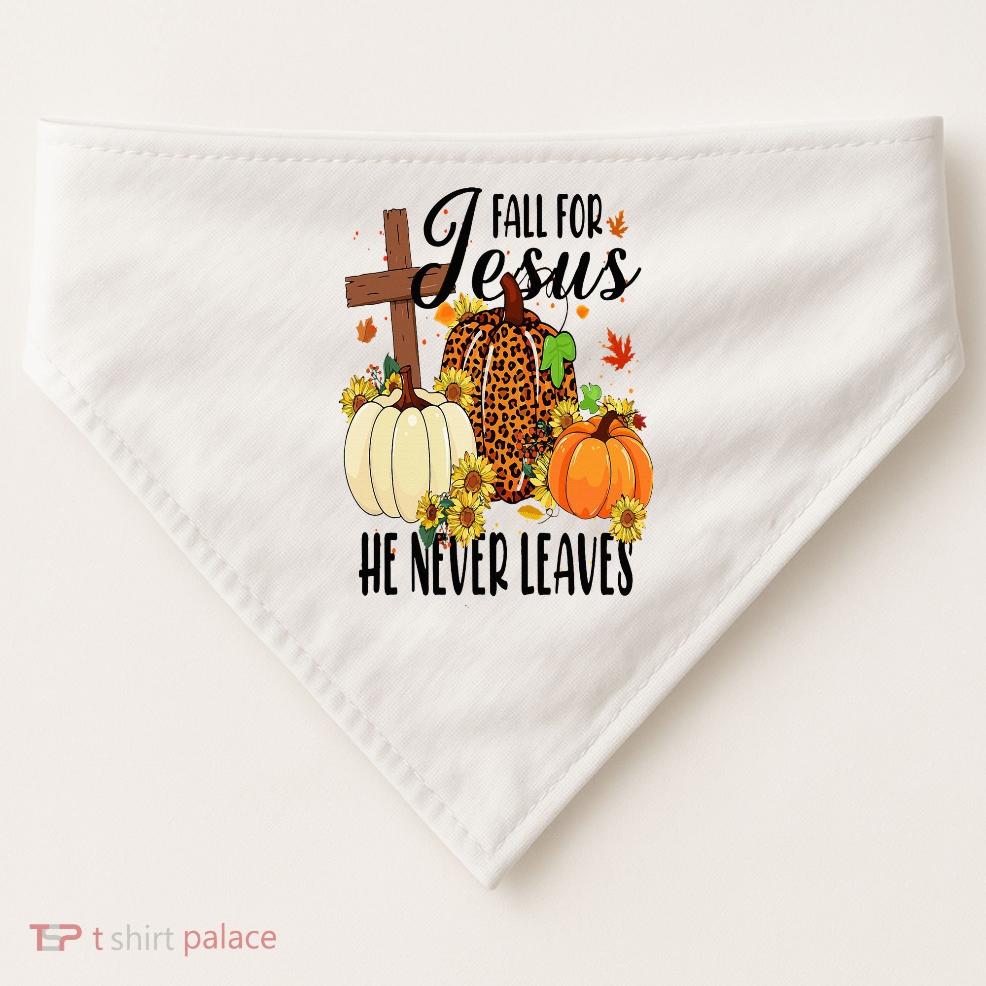 Fall For Jesus He Never Leaves Christian Autumn Thanksgiving  USA-Made Doggie Bandana