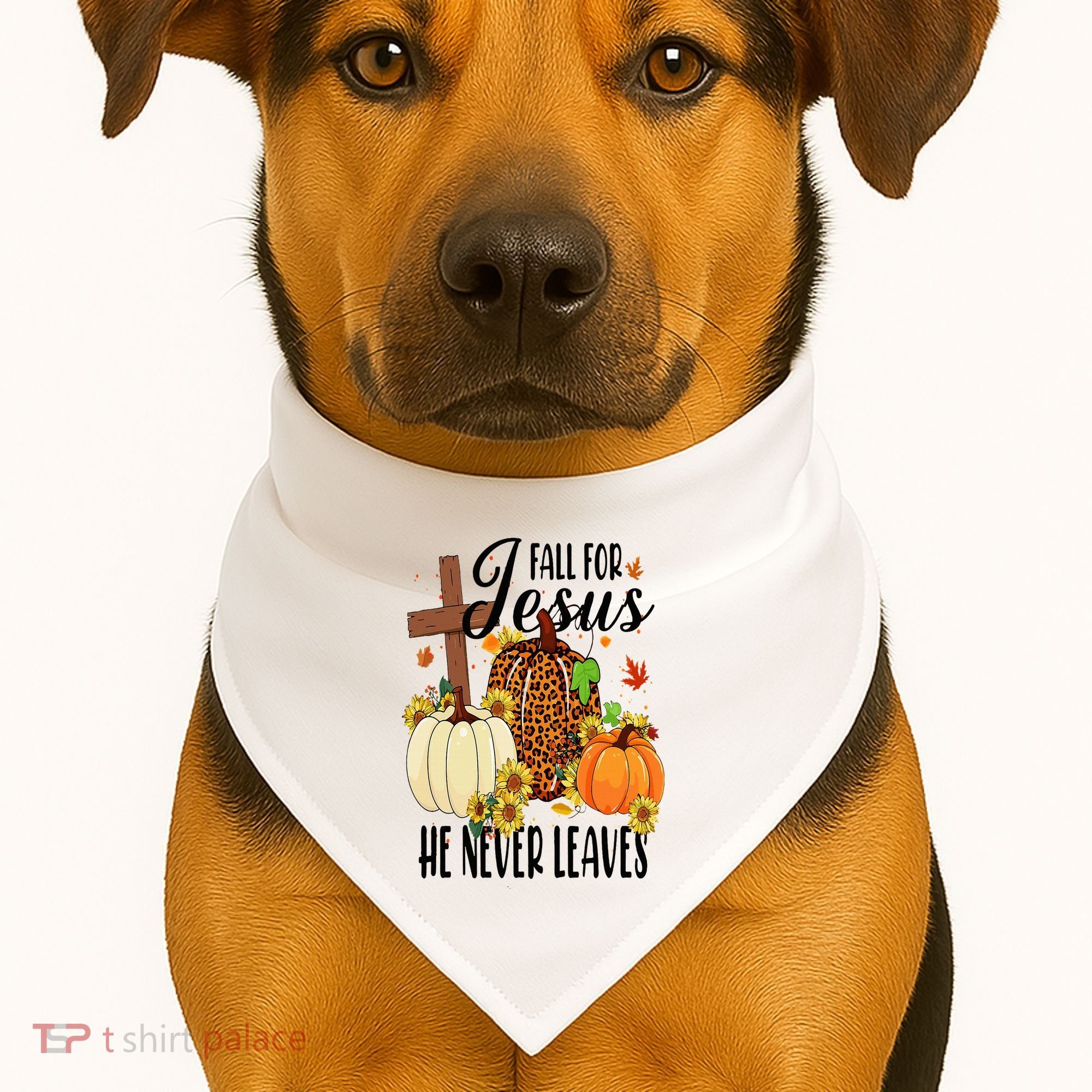 Fall For Jesus He Never Leaves Christian Autumn Thanksgiving  USA-Made Doggie Bandana