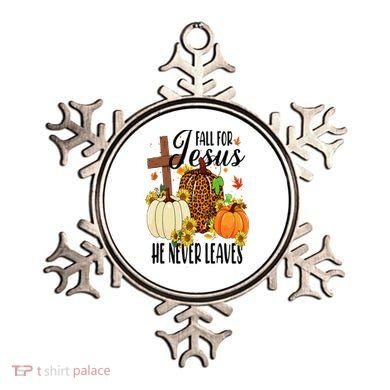 Fall For Jesus He Never Leaves Christian Autumn Thanksgiving  Ornament