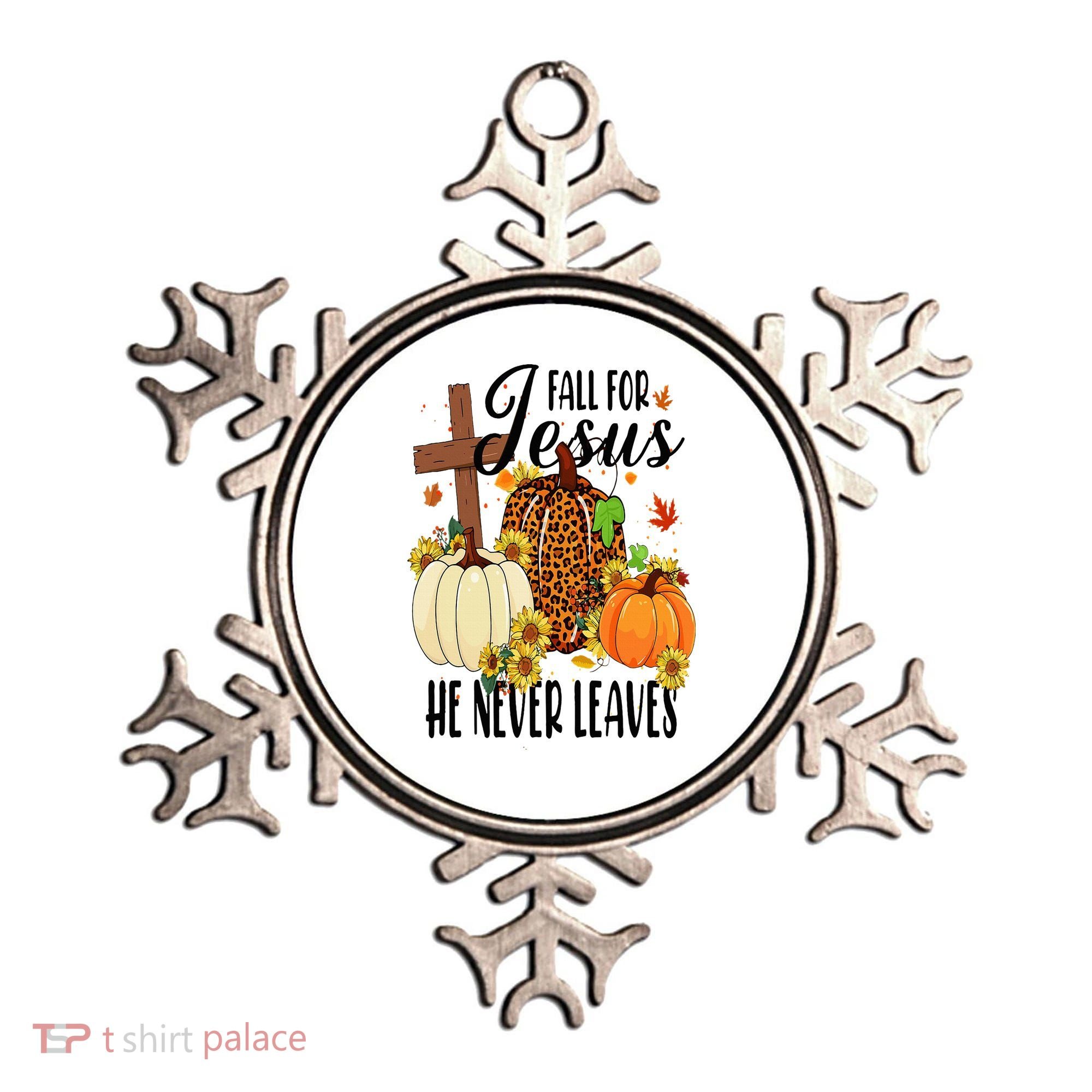 Fall For Jesus He Never Leaves Christian Autumn Thanksgiving  Ornament