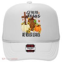 Fall For Jesus He Never Leaves Christian Autumn Thanksgiving  Hat thumb 0