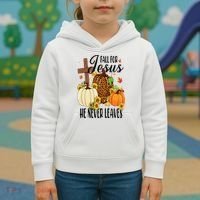 Fall For Jesus He Never Leaves Christian Autumn Thanksgiving  Kids Hoodie thumb 3