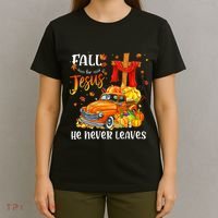 Fall For Jesus He Never Leaves Cross Jesus Christian Lover T-Shirt thumb 4