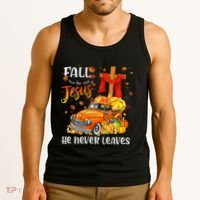 Fall For Jesus He Never Leaves Cross Jesus Christian Lover Tank Top thumb 3