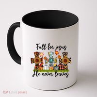 Fall For Jesus He Never Leaves Thanksgiving Family Matching Gift Coffee Mug thumb 0