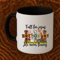 Fall For Jesus He Never Leaves Thanksgiving Family Matching Gift Coffee Mug thumb 2