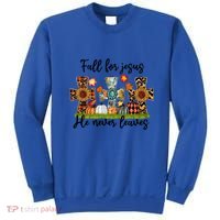 Fall For Jesus He Never Leaves Thanksgiving Family Matching Gift Sweatshirt thumb 0