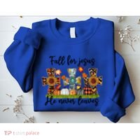 Fall For Jesus He Never Leaves Thanksgiving Family Matching Gift Sweatshirt thumb 2