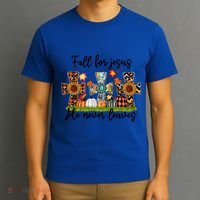 Fall For Jesus He Never Leaves Thanksgiving Family Matching Gift T-Shirt thumb 3