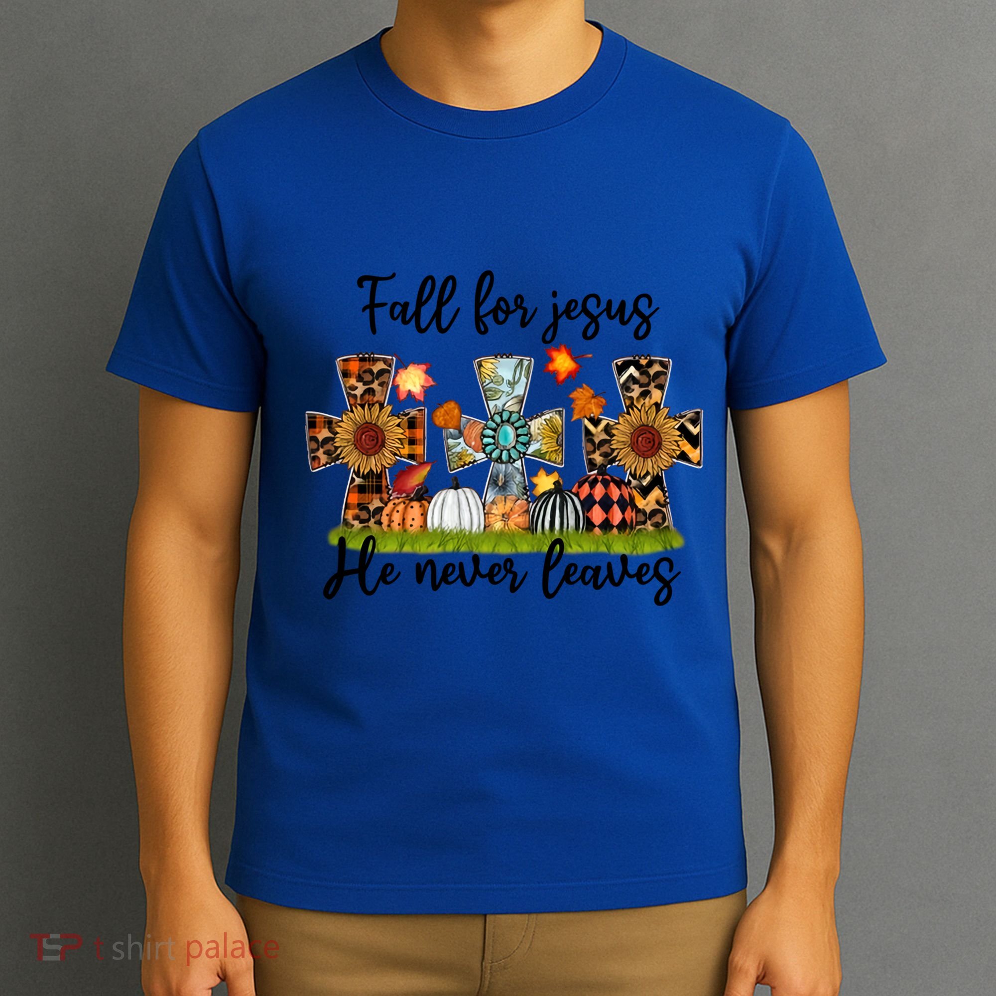 Fall For Jesus He Never Leaves Thanksgiving Family Matching Gift T-Shirt