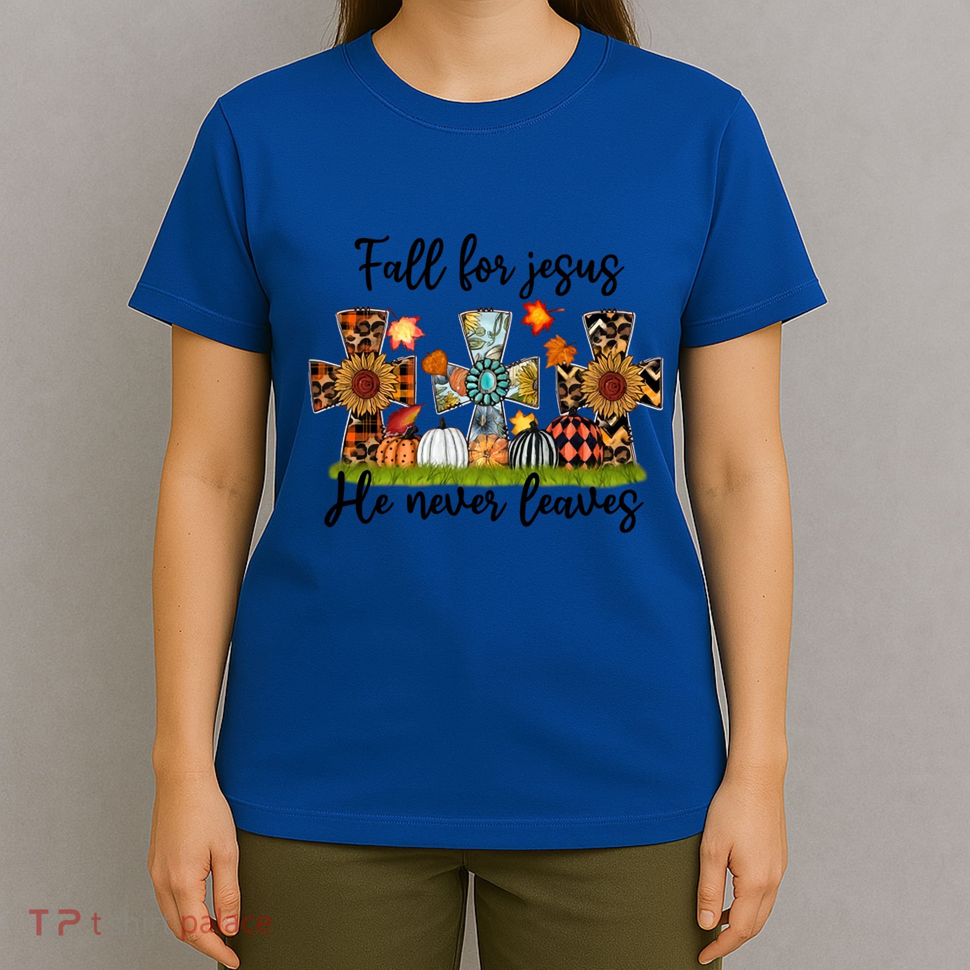 Fall For Jesus He Never Leaves Thanksgiving Family Matching Gift T-Shirt