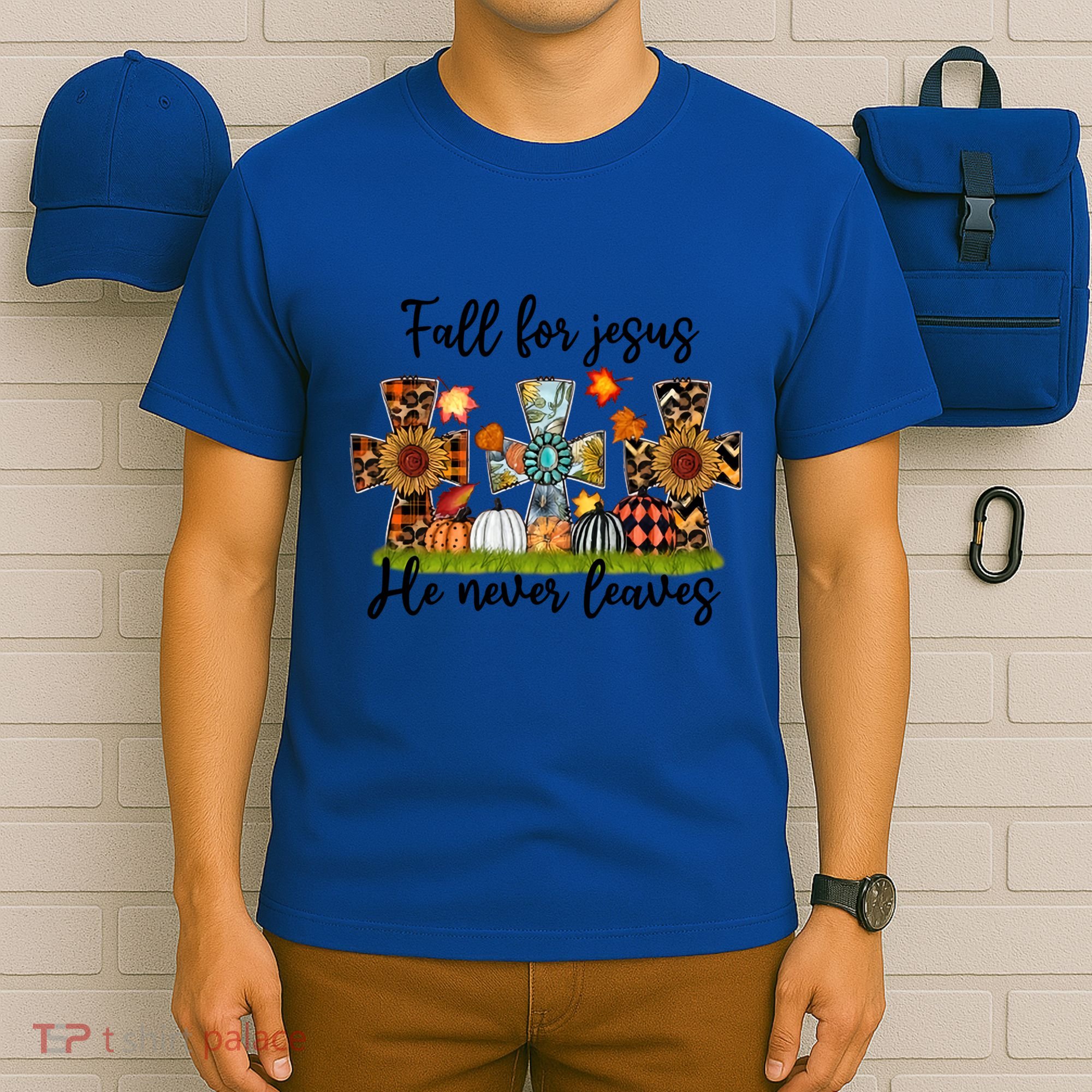 Fall For Jesus He Never Leaves Thanksgiving Family Matching Gift T-Shirt