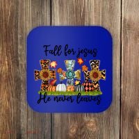 Fall For Jesus He Never Leaves Thanksgiving Family Matching Gift Coaster thumb 0