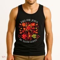 Fall For Jesus He Never Leaves Tank Top thumb 3