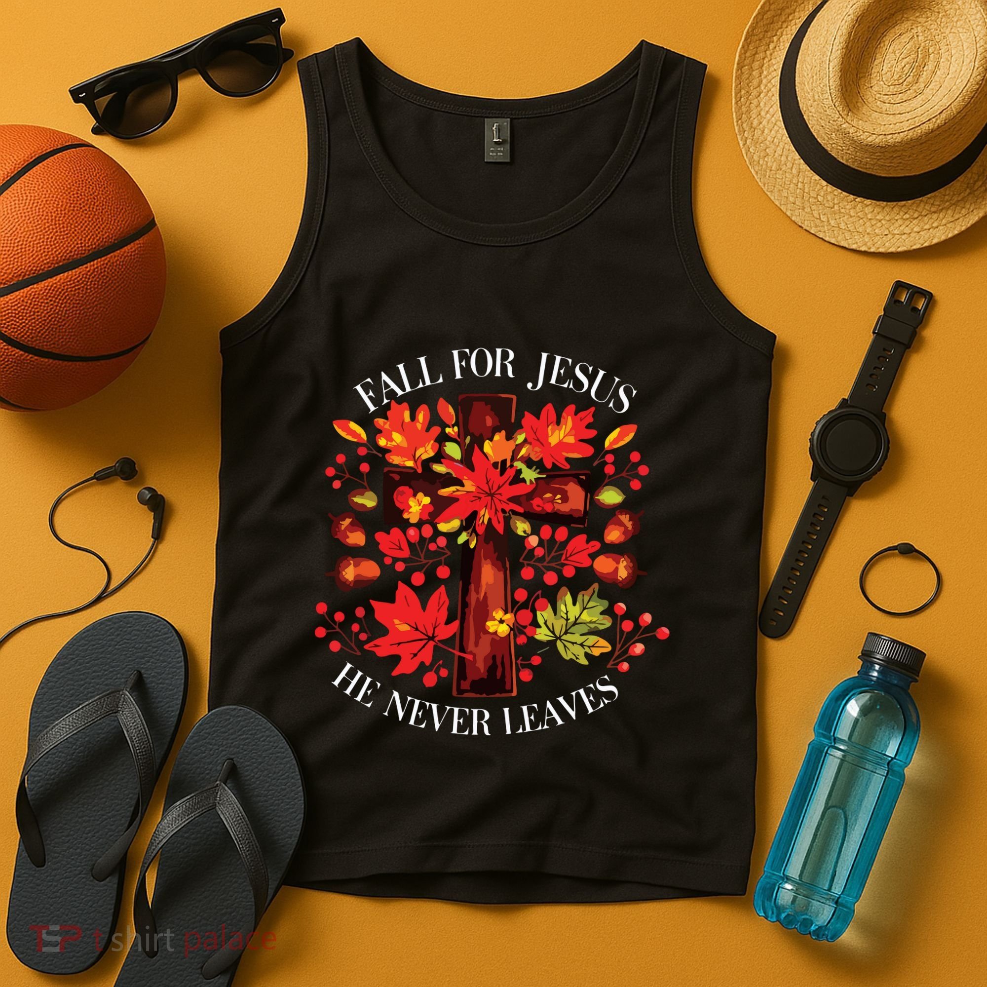Fall For Jesus He Never Leaves Tank Top