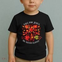 Fall For Jesus He Never Leaves Toddler T-Shirt thumb 2