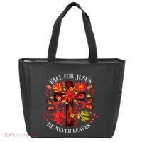 Fall For Jesus He Never Leaves Tote Bag thumb 0