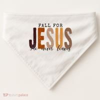 Fall For Jesus He Never Leaves Quote USA-Made Doggie Bandana thumb 0