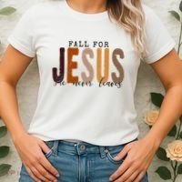 Fall For Jesus He Never Leaves Quote Women's T-Shirt thumb 2