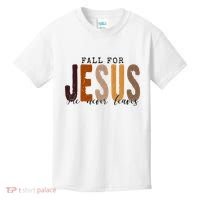Fall For Jesus He Never Leaves Quote Kids T-Shirt thumb 0