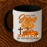Fall For Jesus Ne Never Leaves Coffee Mug thumb 2