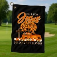 Fall For Jesus Ne Never Leaves Golf Towel thumb 1