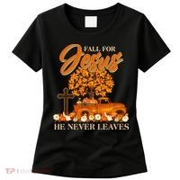 Fall For Jesus Ne Never Leaves Women's T-Shirt thumb 0