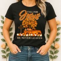 Fall For Jesus Ne Never Leaves Women's T-Shirt thumb 2