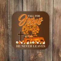 Fall For Jesus Ne Never Leaves Coaster thumb 0
